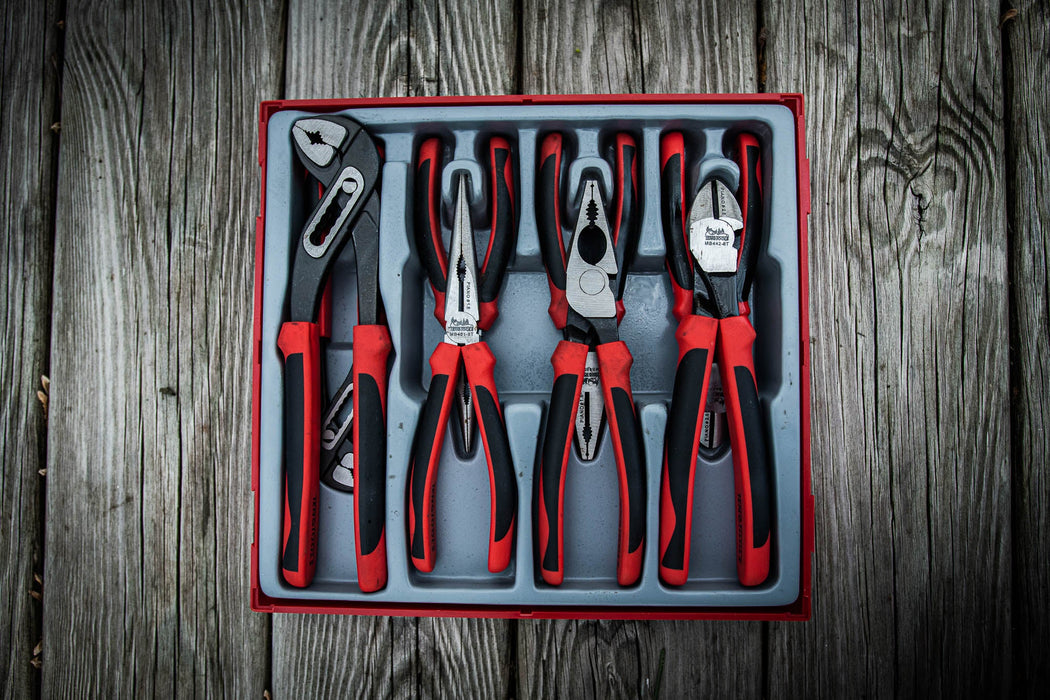 Teng Tools 8 Piece Plier Set Tool Tray (Side Cutters, Linesman, Long Nose, Water Pump) - TTD441-T